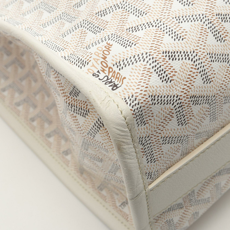 GOYARD Villette PM 歐洲印度風格手提包,帆布皮革材質,白色,二手女款-4