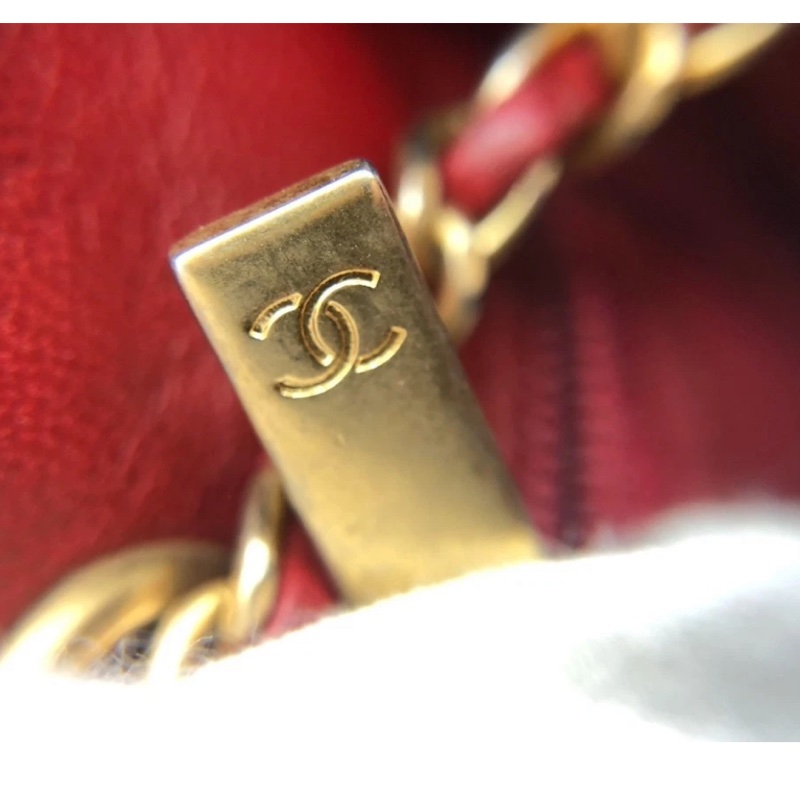 Chanel香奈兒埃及風水桶包，紅色小牛皮，金色五金-20