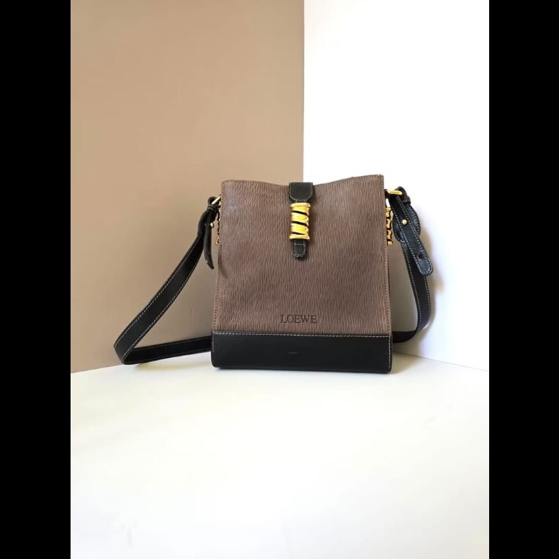 【LA LUNE】絕版古董包 Loewe拼色蛇骨包側背包 斜孭包 中古包 皮革包 單肩包-0