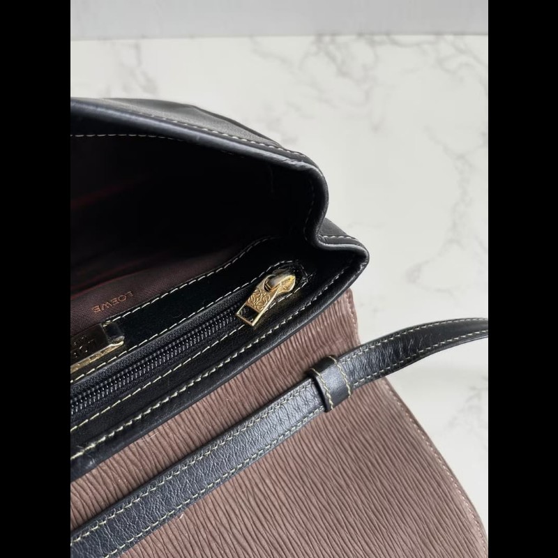 【LA LUNE】絕版古董包 Loewe拼色蛇骨包側背包 斜孭包 中古包 皮革包 單肩包-2