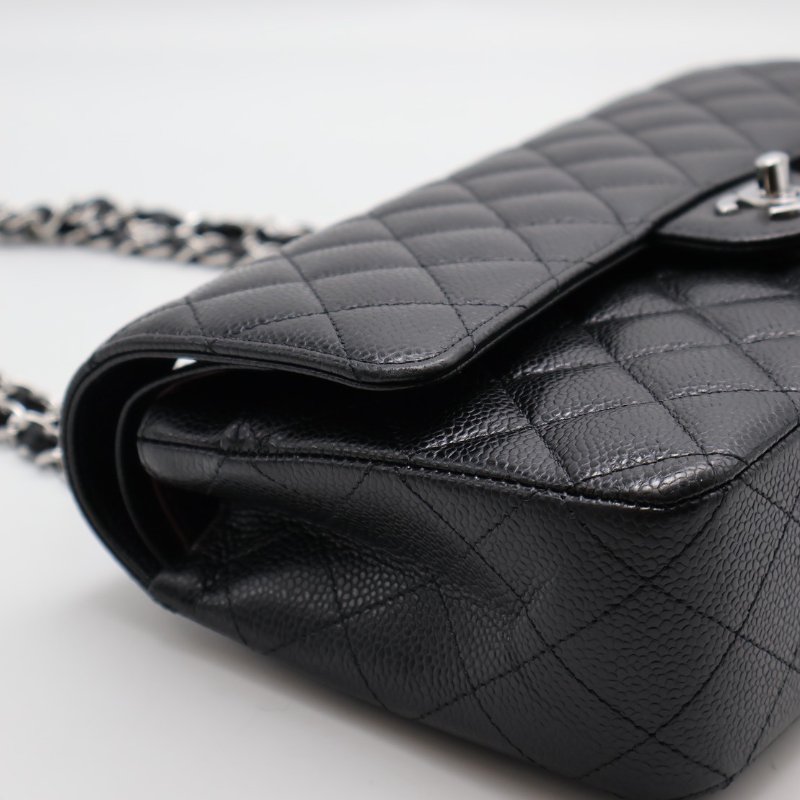 CHANEL 經典口蓋包 CF25 - 粒面牛皮黑銀-3