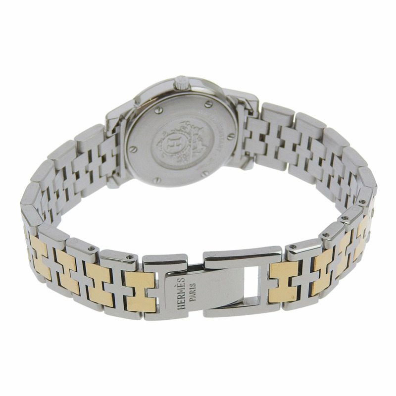 愛馬仕 Carrick CA1.220 不鏽鋼石英模擬顯示白色錶盤女士腕錶-4