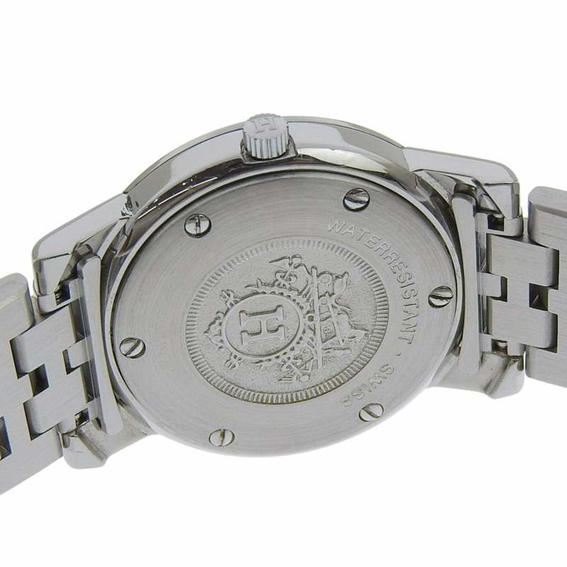 愛馬仕 Carrick CA1.220 不鏽鋼石英模擬顯示白色錶盤女士腕錶-5