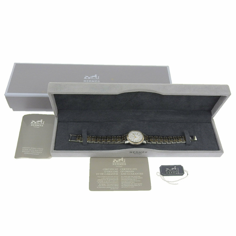 愛馬仕 Carrick CA1.220 不鏽鋼石英模擬顯示白色錶盤女士腕錶-7