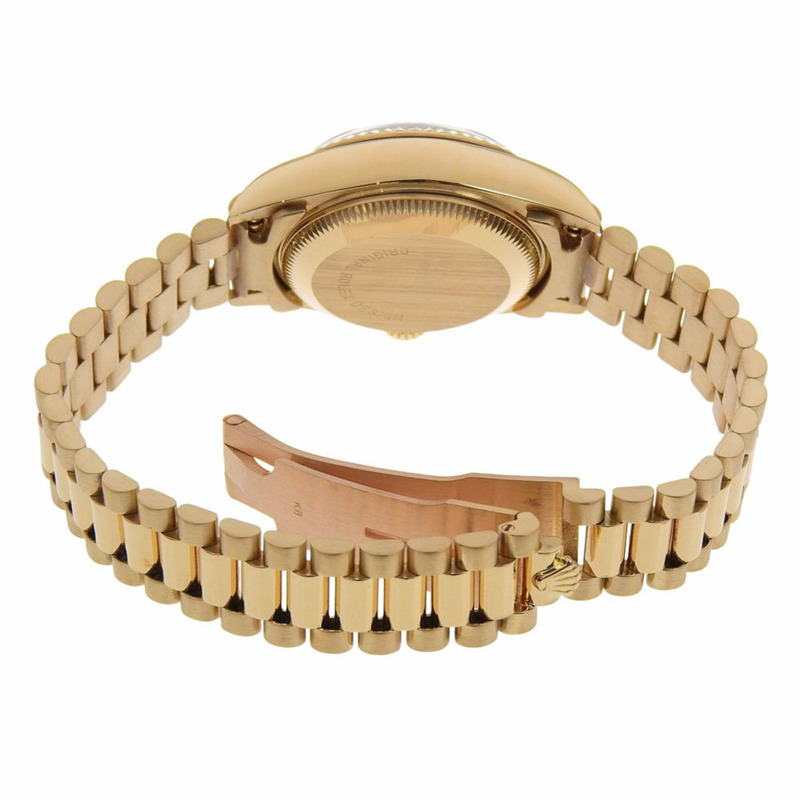 勞力士 Datejust 腕錶,型號 2135,69178ZS,18K 黃金錶殼,鑲嵌藍寶石和鑽石,自動上鍊,指針式顯示,女士款-6