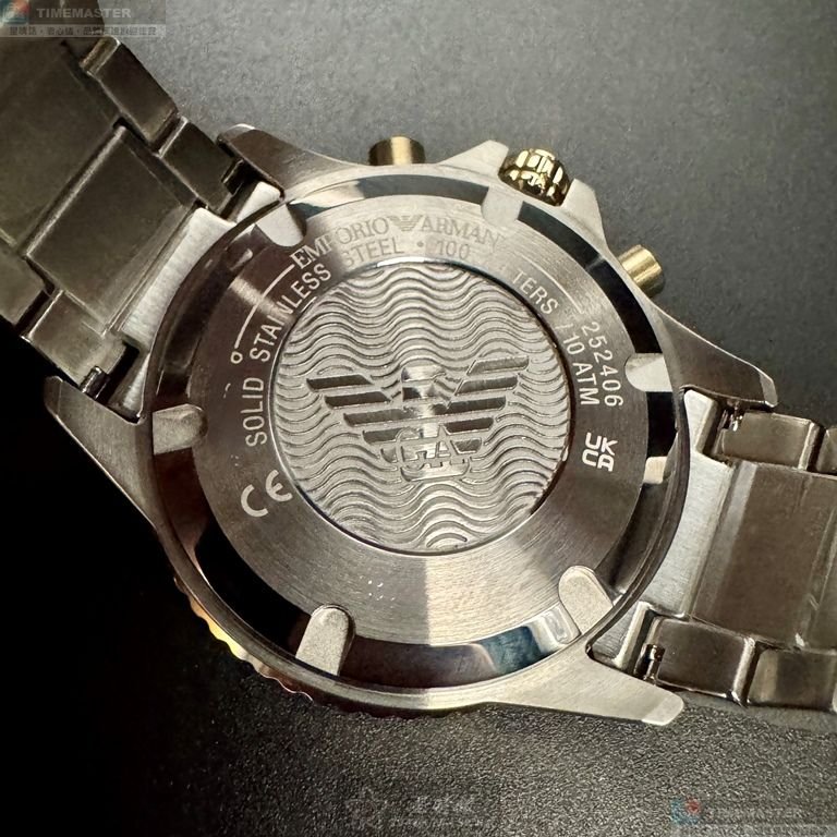 ARMANI手錶,編號AR00080,44mm金色錶殼,金銀相間錶帶款-5