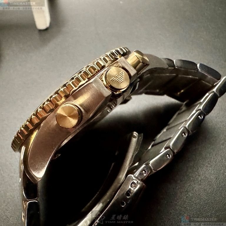 ARMANI手錶,編號AR00080,44mm金色錶殼,金銀相間錶帶款-6