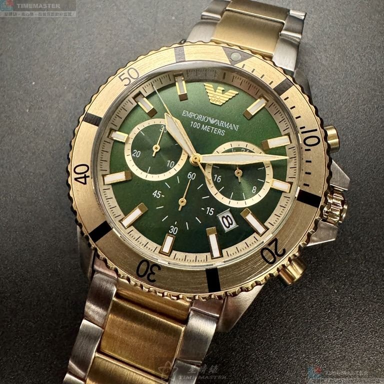 ARMANI手錶,編號AR00080,44mm金色錶殼,金銀相間錶帶款-7