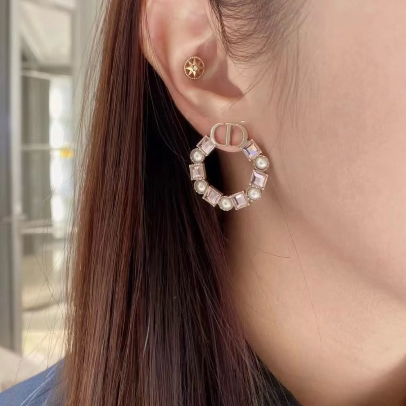 (超新閒置品💝) Dior 方鑽+珍珠耳環 專櫃新款 專櫃售價22000-7