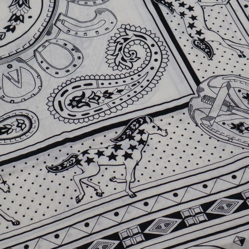 HERMES Cheval de Coeur Bandana披肩 140 - 黑白-7