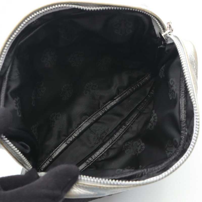 鉻心大匕首拉鍊手拿包,皮革材質,黑色/銀色,二手男士款-2