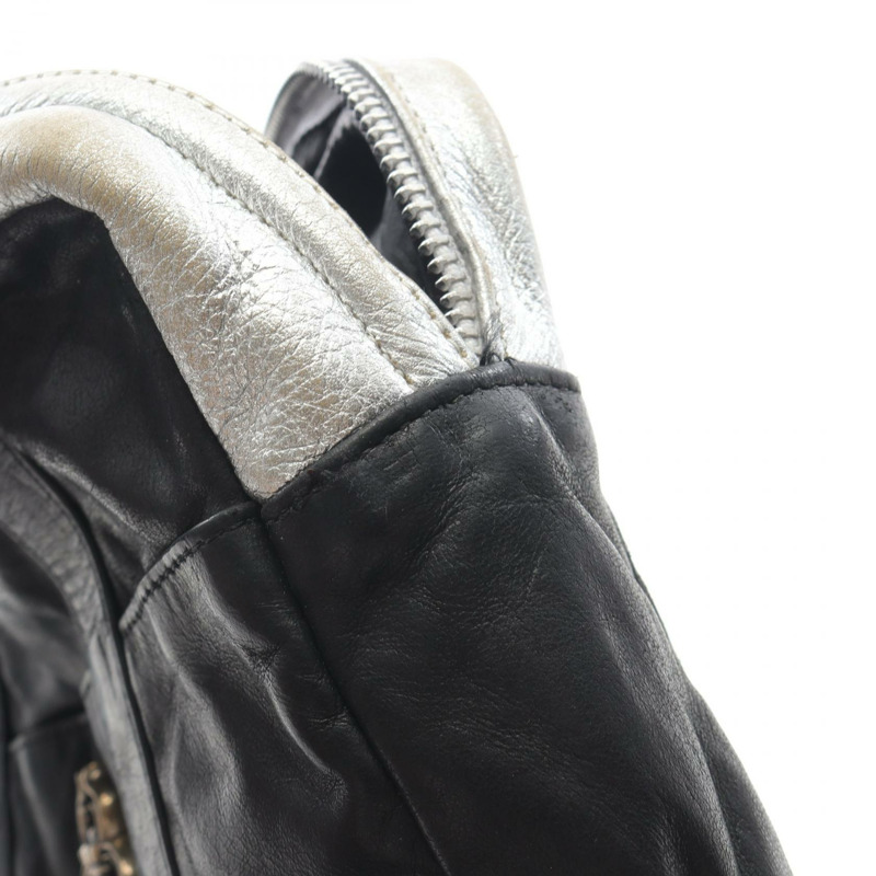 鉻心大匕首拉鍊手拿包,皮革材質,黑色/銀色,二手男士款-10