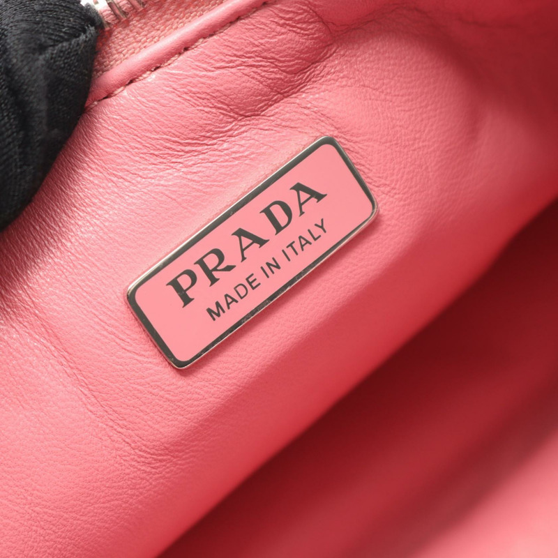 PRADA 2005 復刻版刺繡 RIAMO FI 鏈條單肩包 粉紅色皮革-3
