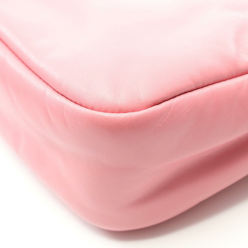 PRADA 2005 復刻版刺繡 RIAMO FI 鏈條單肩包 粉紅色皮革-4