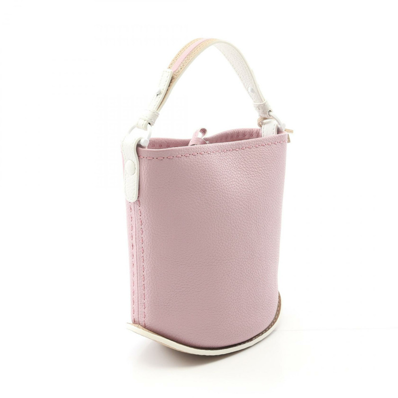 Delvaux Pin 迷你水桶手提包 AA0494ATT0471BL 皮革 粉紅色 白色 二手 女士-1