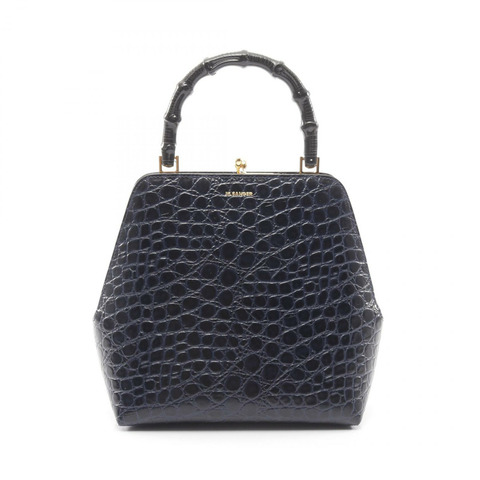 JIL SANDER Goji Bamboo Square 手提包 J07WD0021 皮革 海軍藍 二手 女士