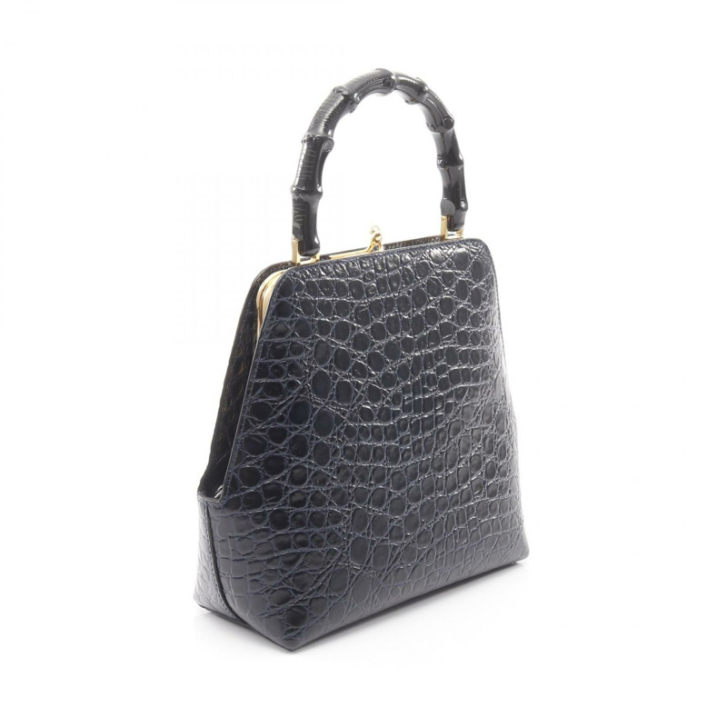 JIL SANDER Goji Bamboo Square 手提包 J07WD0021 皮革 海軍藍 二手 女士-1