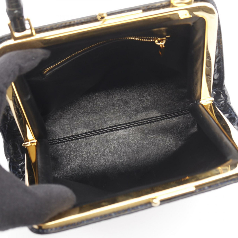 JIL SANDER Goji Bamboo Square 手提包 J07WD0021 皮革 海軍藍 二手 女士-2