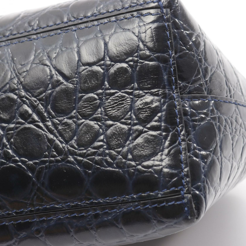 JIL SANDER Goji Bamboo Square 手提包 J07WD0021 皮革 海軍藍 二手 女士-5