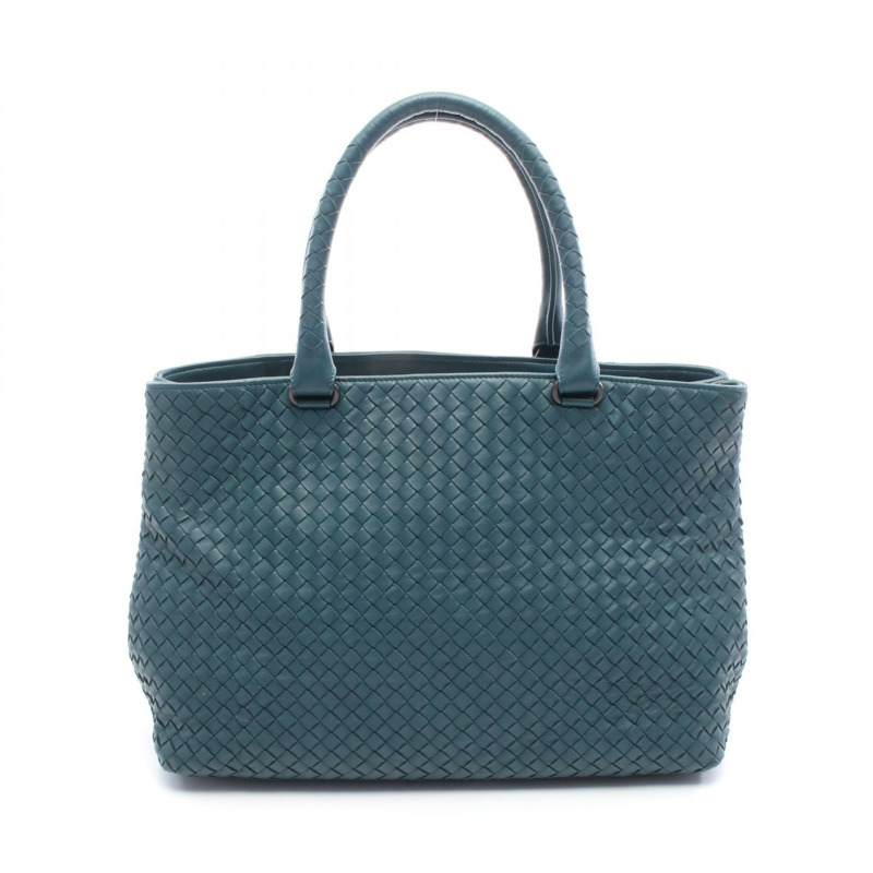 BOTTEGA VENETA Intrecciato 手提包,皮革材質,藍色/綠色,二手女款-0