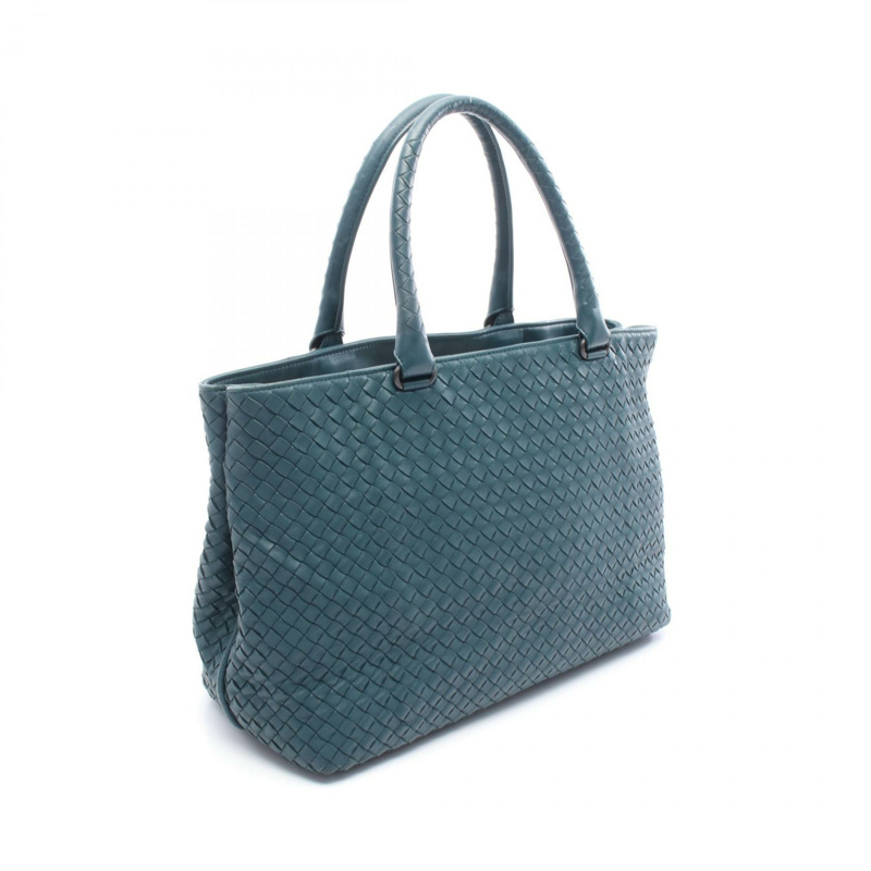 BOTTEGA VENETA Intrecciato 手提包,皮革材質,藍色/綠色,二手女款-1
