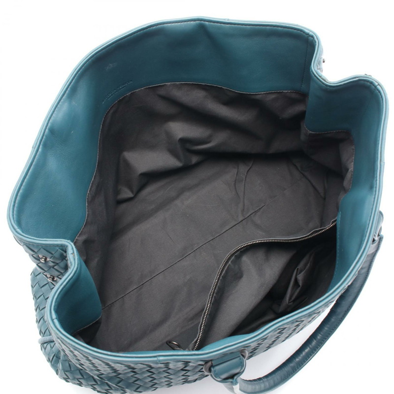 BOTTEGA VENETA Intrecciato 手提包,皮革材質,藍色/綠色,二手女款-2