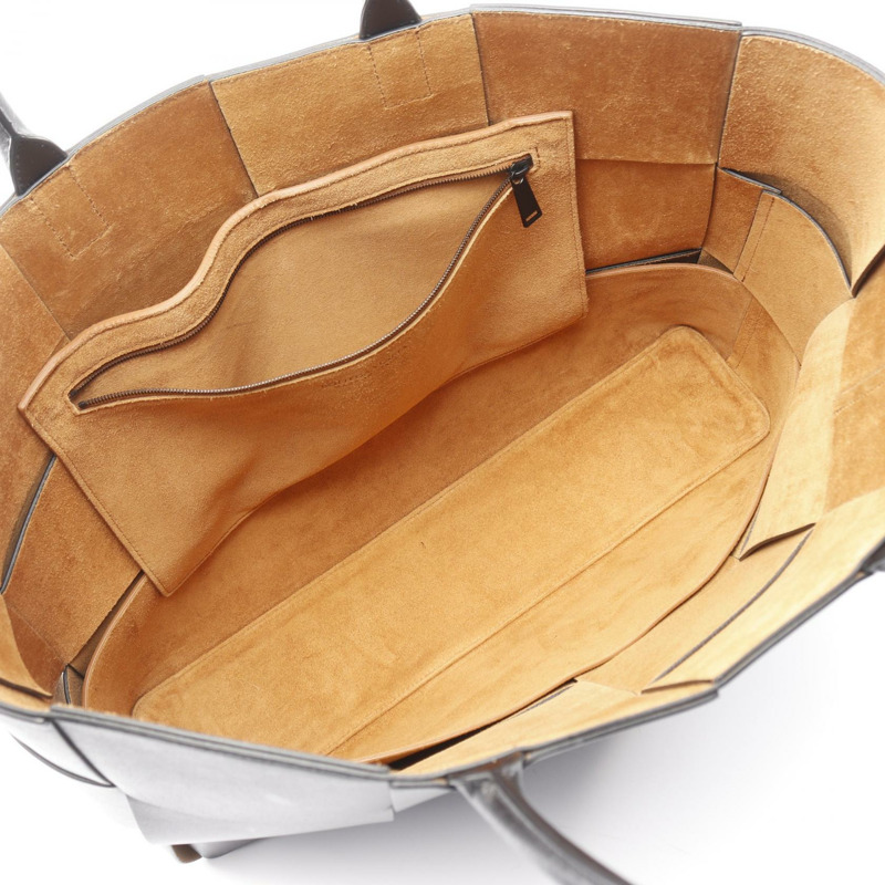 BOTTEGA VENETA Arco 大號 Maxi Intrecciato 手提包 608608 皮革黑色 BV-3