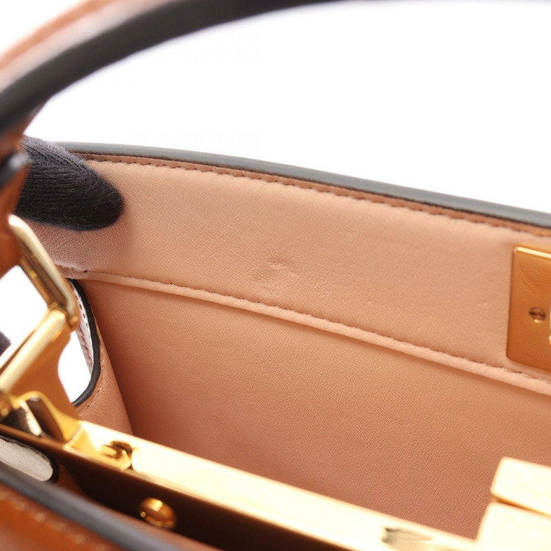 FENDI PEEKABOO ISeeU EAST WEST 斜背單肩包 8BN323 棕色皮革-4