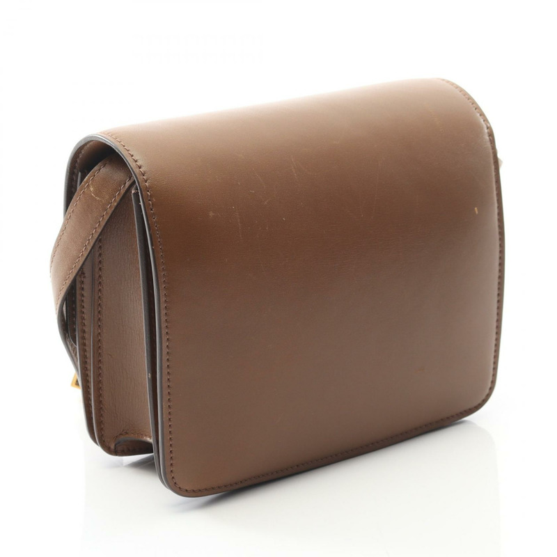 CELINE 經典款 Box 小號單肩包,棕色皮革,二手,女士,金色五金-1