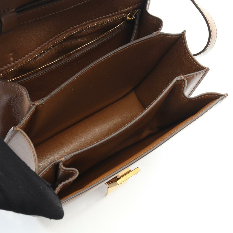 CELINE 經典款 Box 小號單肩包,棕色皮革,二手,女士,金色五金-2