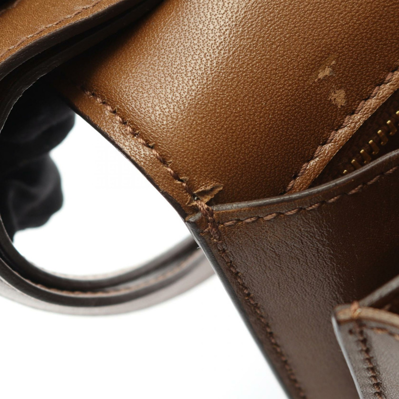 CELINE 經典款 Box 小號單肩包,棕色皮革,二手,女士,金色五金-5