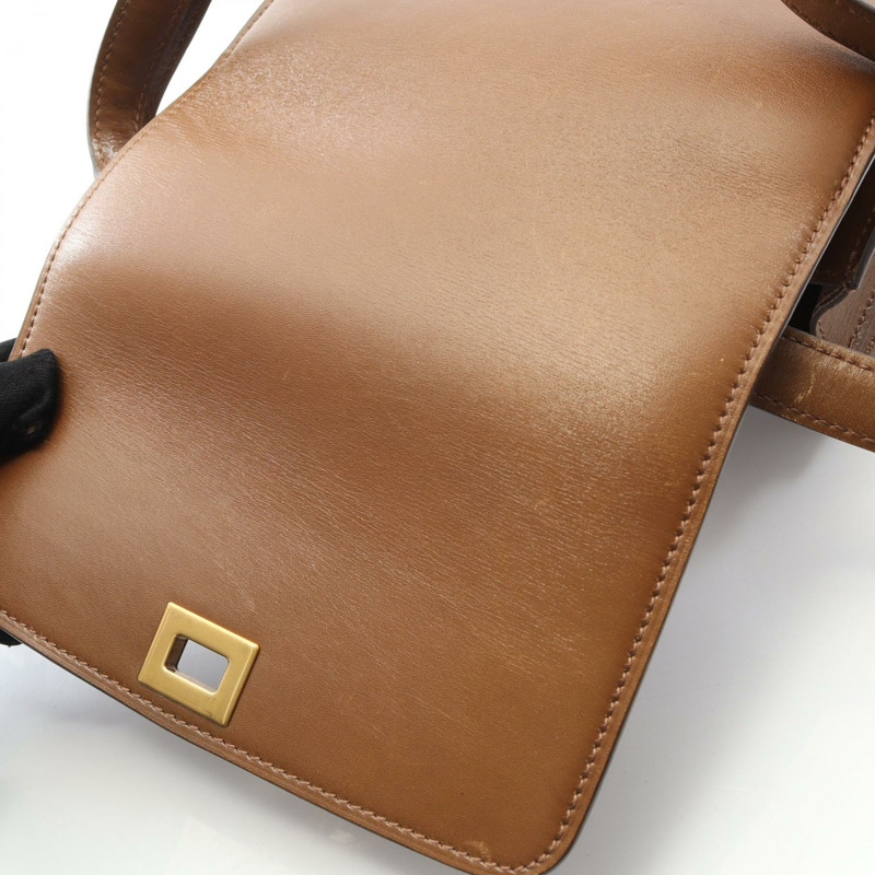 CELINE 經典款 Box 小號單肩包,棕色皮革,二手,女士,金色五金-6