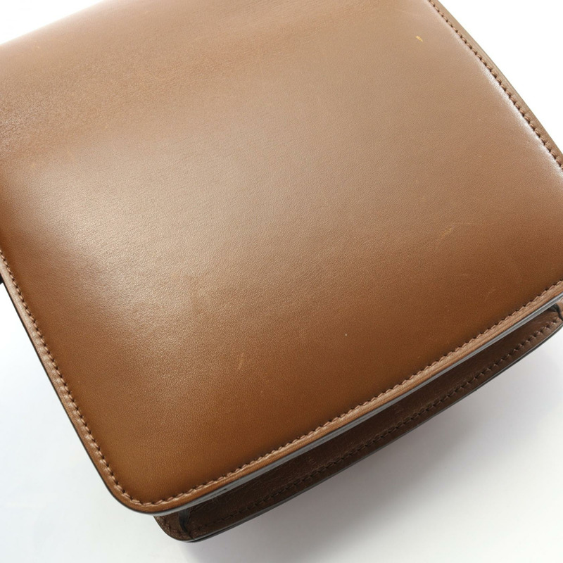 CELINE 經典款 Box 小號單肩包,棕色皮革,二手,女士,金色五金-7