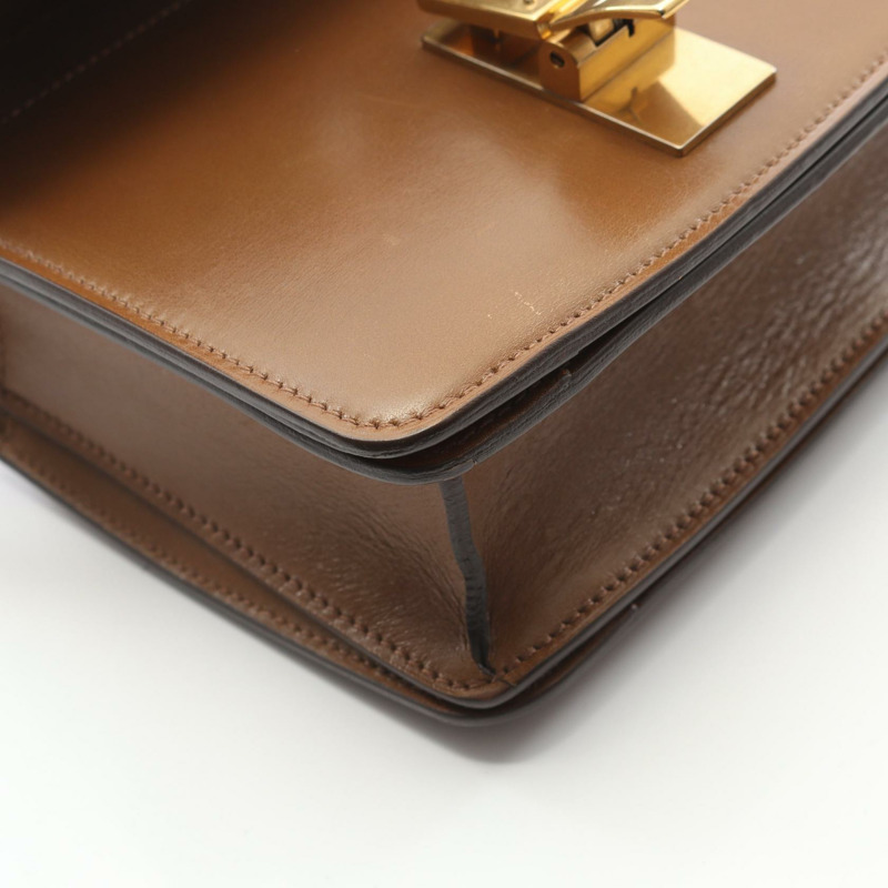 CELINE 經典款 Box 小號單肩包,棕色皮革,二手,女士,金色五金-8