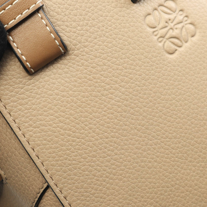 LOEWE Hammock 小號抽繩單肩手提包,皮革材質,米色/棕色,二手女款-7