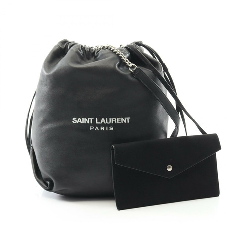 SAINT LAURENT PARIS TEDDY 鏈條單肩包 538447 黑色皮革 二手 女士