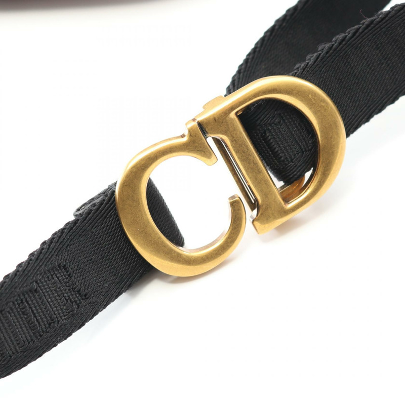 Christian Dior SADDLE Oblique 腰包 帆布皮革 米色 波爾多紅 二手 女士-4