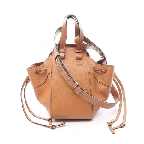 LOEWE Hammock 抽繩小號兩用肩包，棕色皮革，二手女款