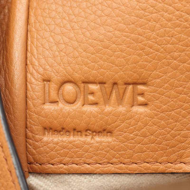 LOEWE Hammock 抽繩小號兩用肩包,棕色皮革,二手女款-3