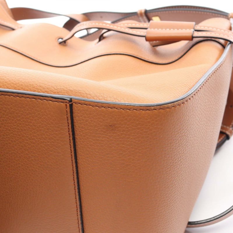 LOEWE Hammock 抽繩小號兩用肩包,棕色皮革,二手女款-11