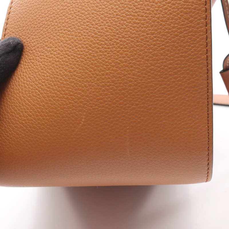 LOEWE Hammock 抽繩小號兩用肩包,棕色皮革,二手女款-12