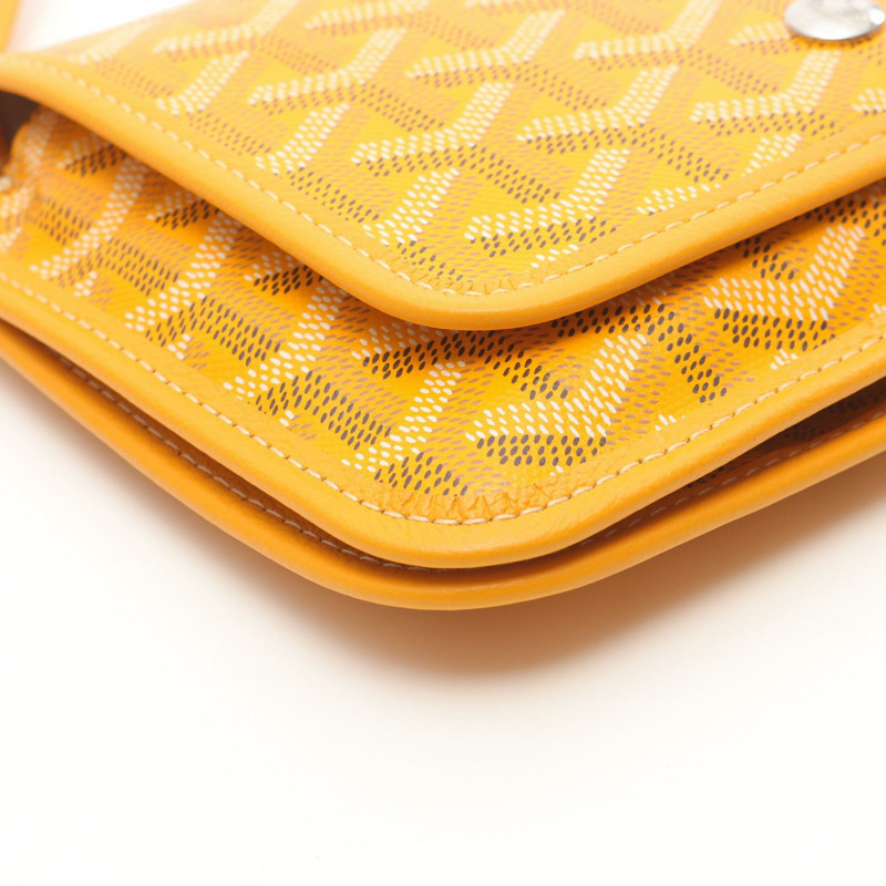 GOYARD Plume 手拿包皮夾單肩包帆布皮革黃色多色二手-6