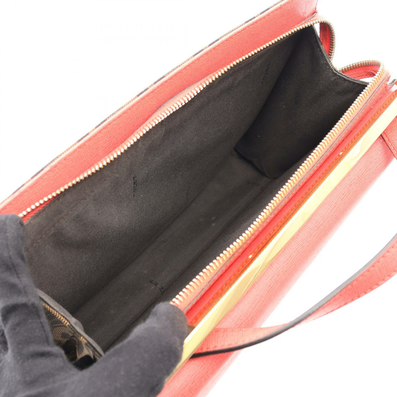 FENDI Demi-Jour Zucca 單肩手提包 8BT222 帆布皮革 棕色粉紅色 二手-3