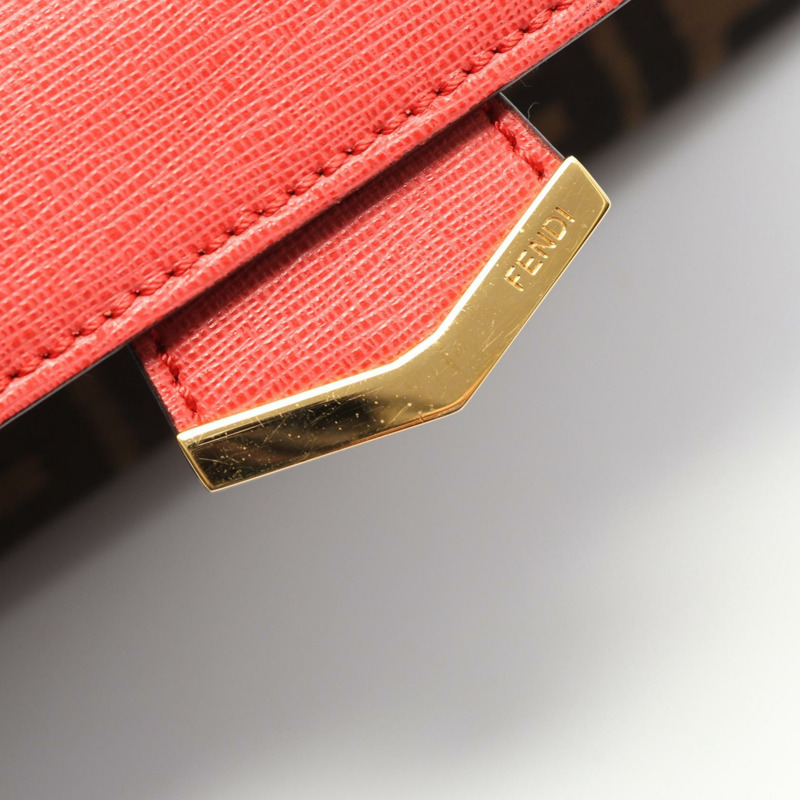 FENDI Demi-Jour Zucca 單肩手提包 8BT222 帆布皮革 棕色粉紅色 二手-7