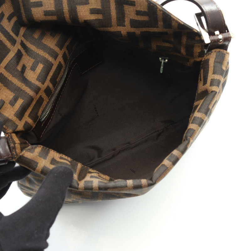 FENDI 棕色帆布皮革肩背包(二手女)-2