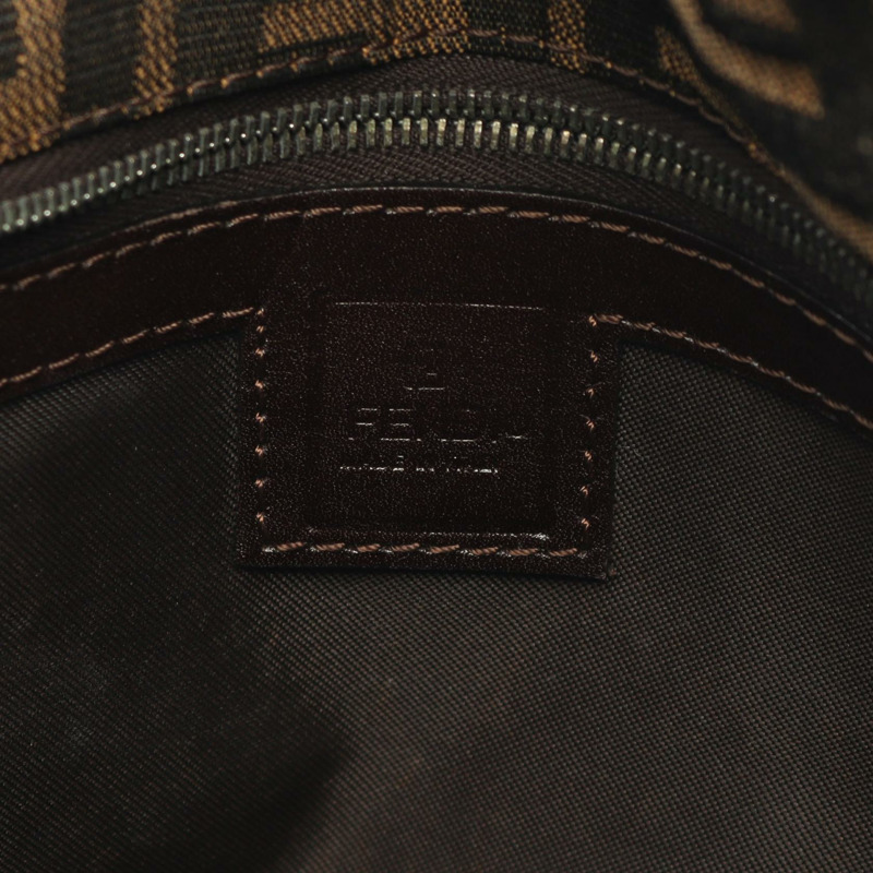 FENDI 棕色帆布皮革肩背包(二手女)-3