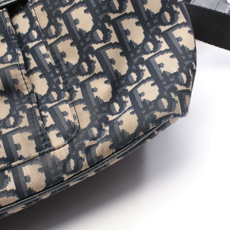 Christian Dior Oblique 雙肩包尼龍皮革米色海軍藍二手女款-9