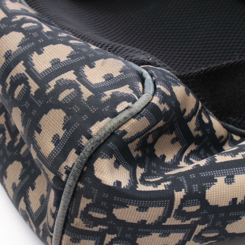 Christian Dior Oblique 雙肩包尼龍皮革米色海軍藍二手女款-11