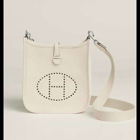 愛馬仕 Hermes Mini evelyne 16 craie 奶昔白銀扣 k刻