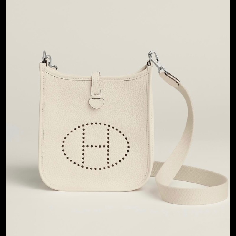 愛馬仕 Hermes Mini evelyne 16 craie 奶昔白銀扣 k刻-0